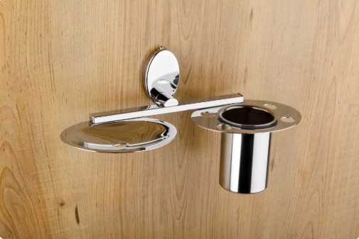Jewel JC-908 Soap Dish with Tumbler Holder Bathroom Accessory for Home, Hotel and Apartment Washrooms, Elegant Combo Holder for Organized Everyday Use, Decor and Value 